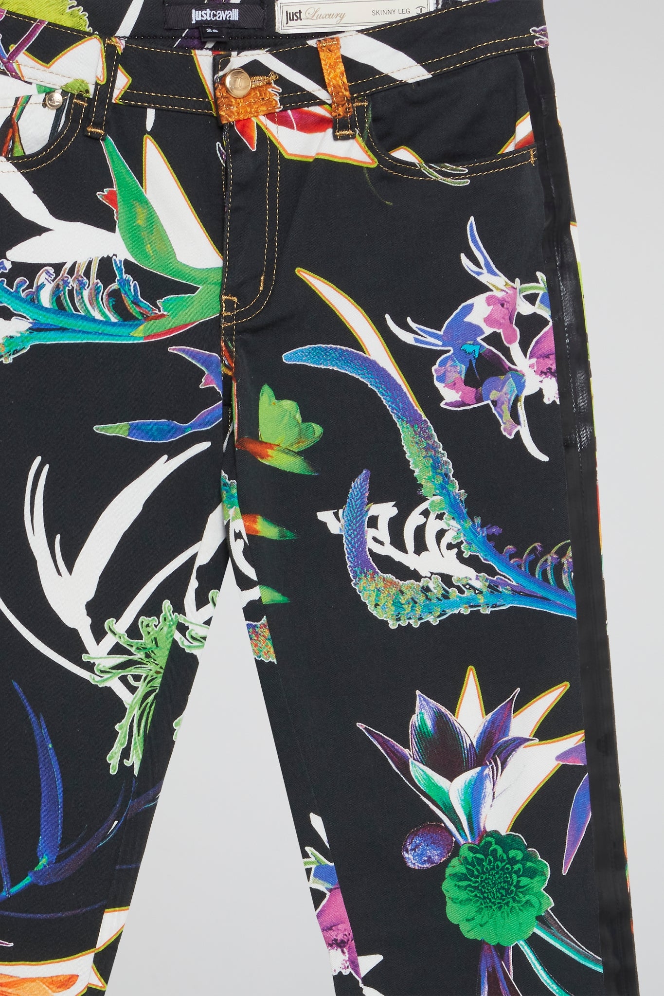 Tropical Black Botanical Jeans