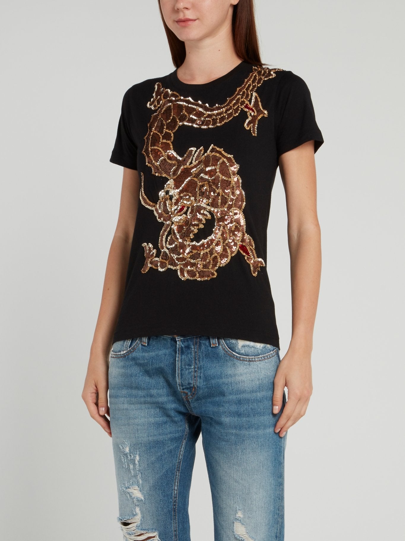 Black Sequin Dragon T-Shirt – Maison-B-More Global Store