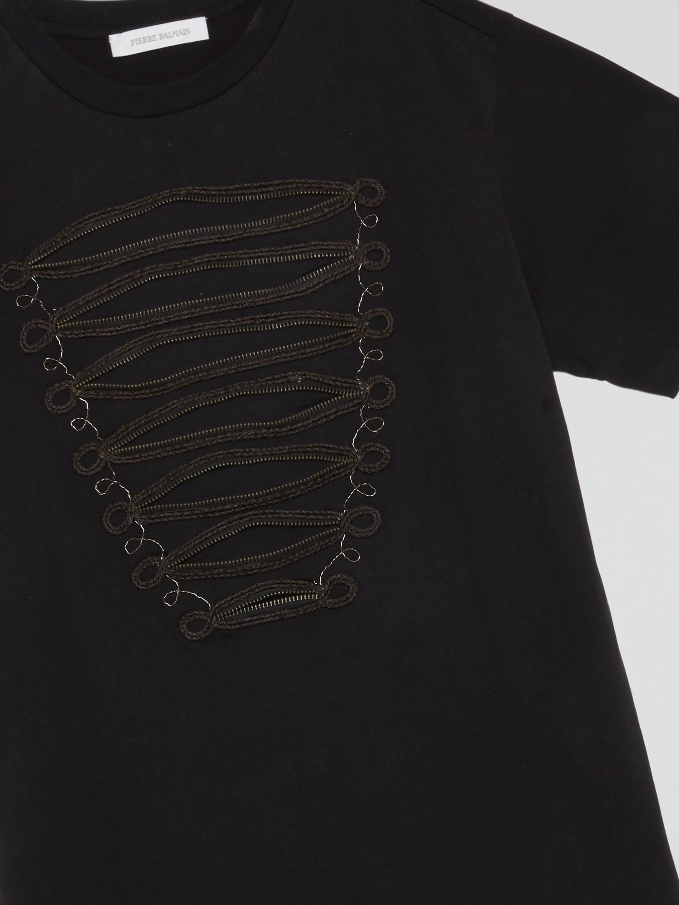 Jet Black Chain Embroidered Tee