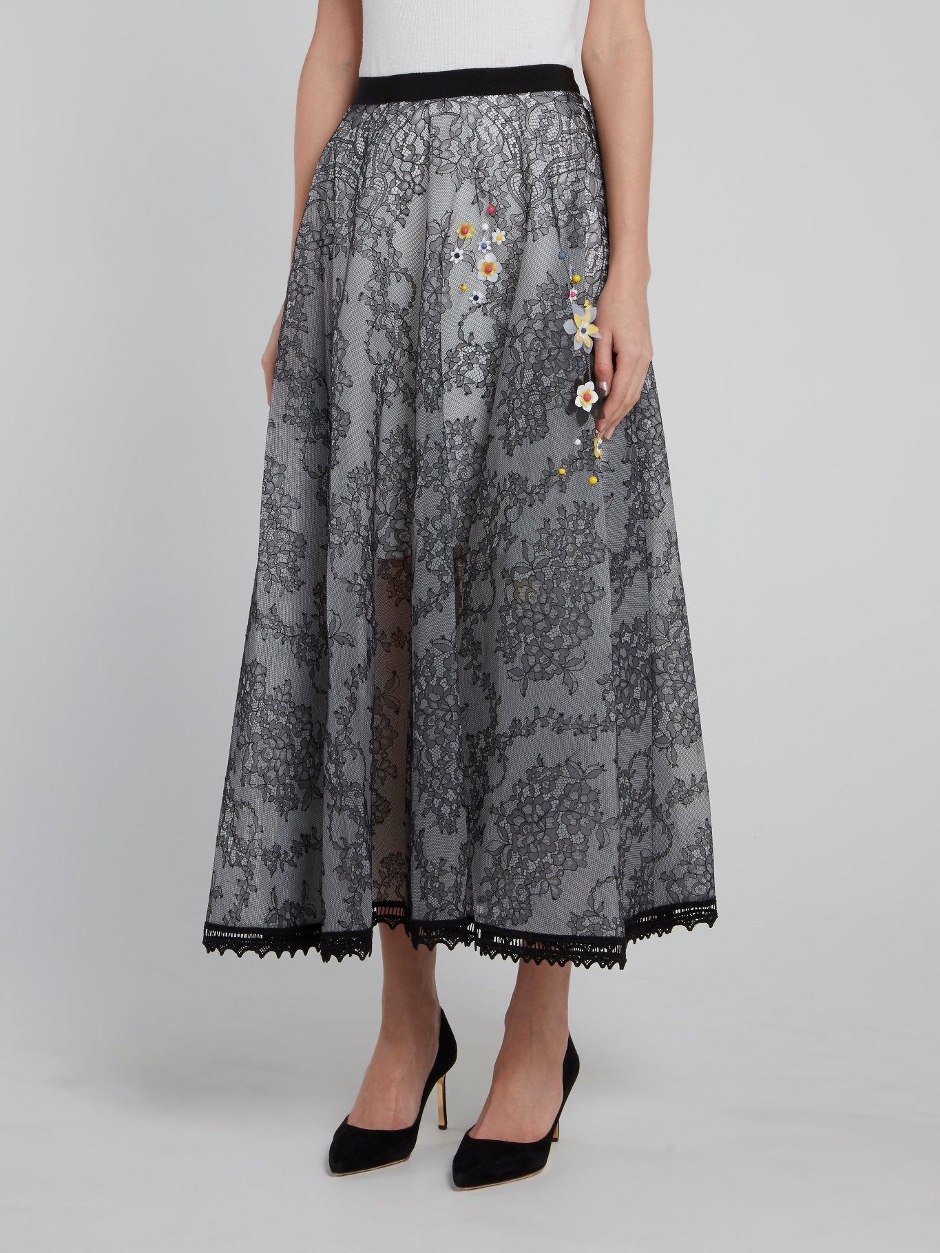 Floral embellished 2024 midi skirt