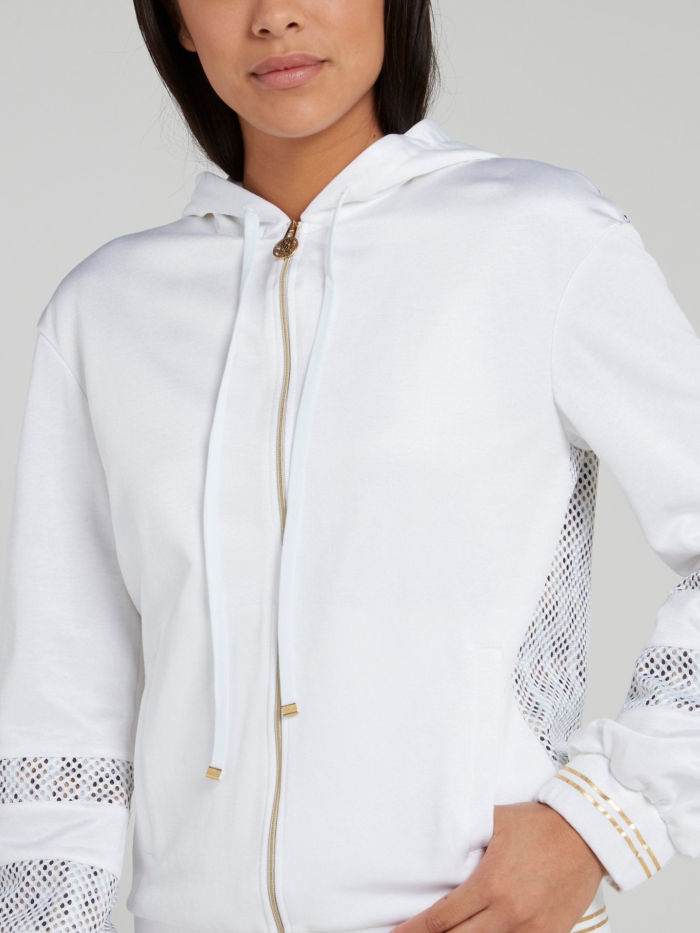 Толстовка с леопардовым принтом и вставками из сетки