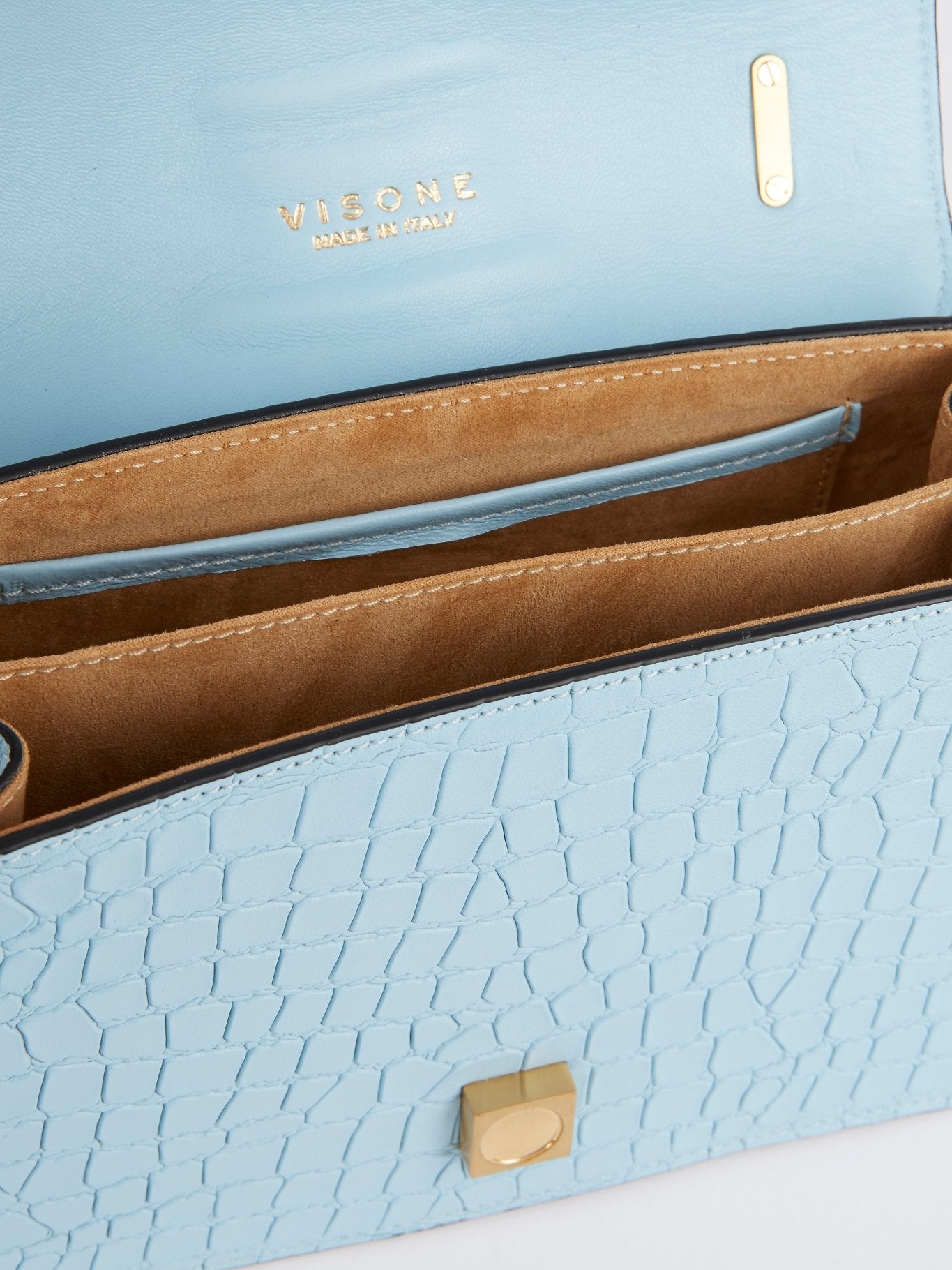 Голубая сумка на плечо с эффектом крокодиловой кожи Carrie