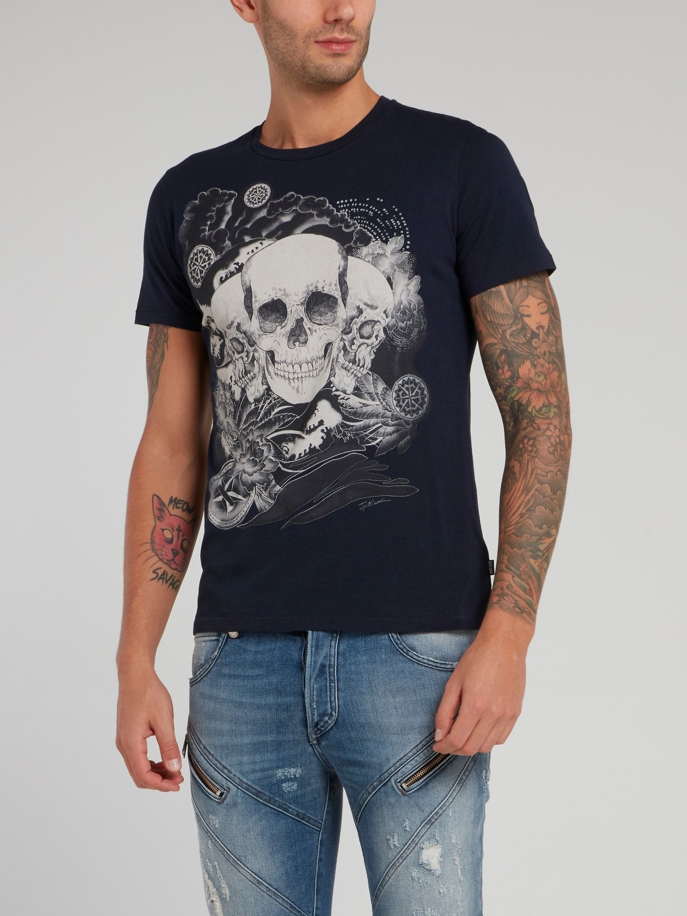 Navy Skull Sketch T-Shirt – Maison-B-More Global Store