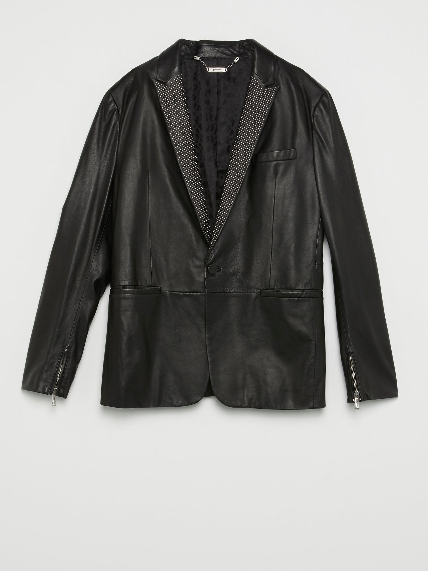 Black Micro-Stud Leather Jacket – Maison-B-More Global Store
