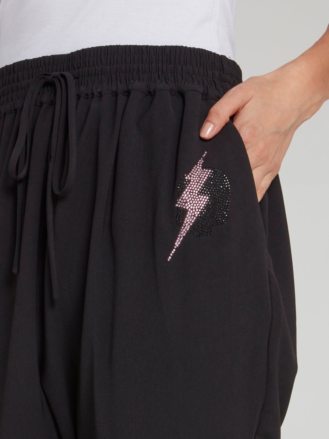 Черные брюки-алладины со стразами Jane