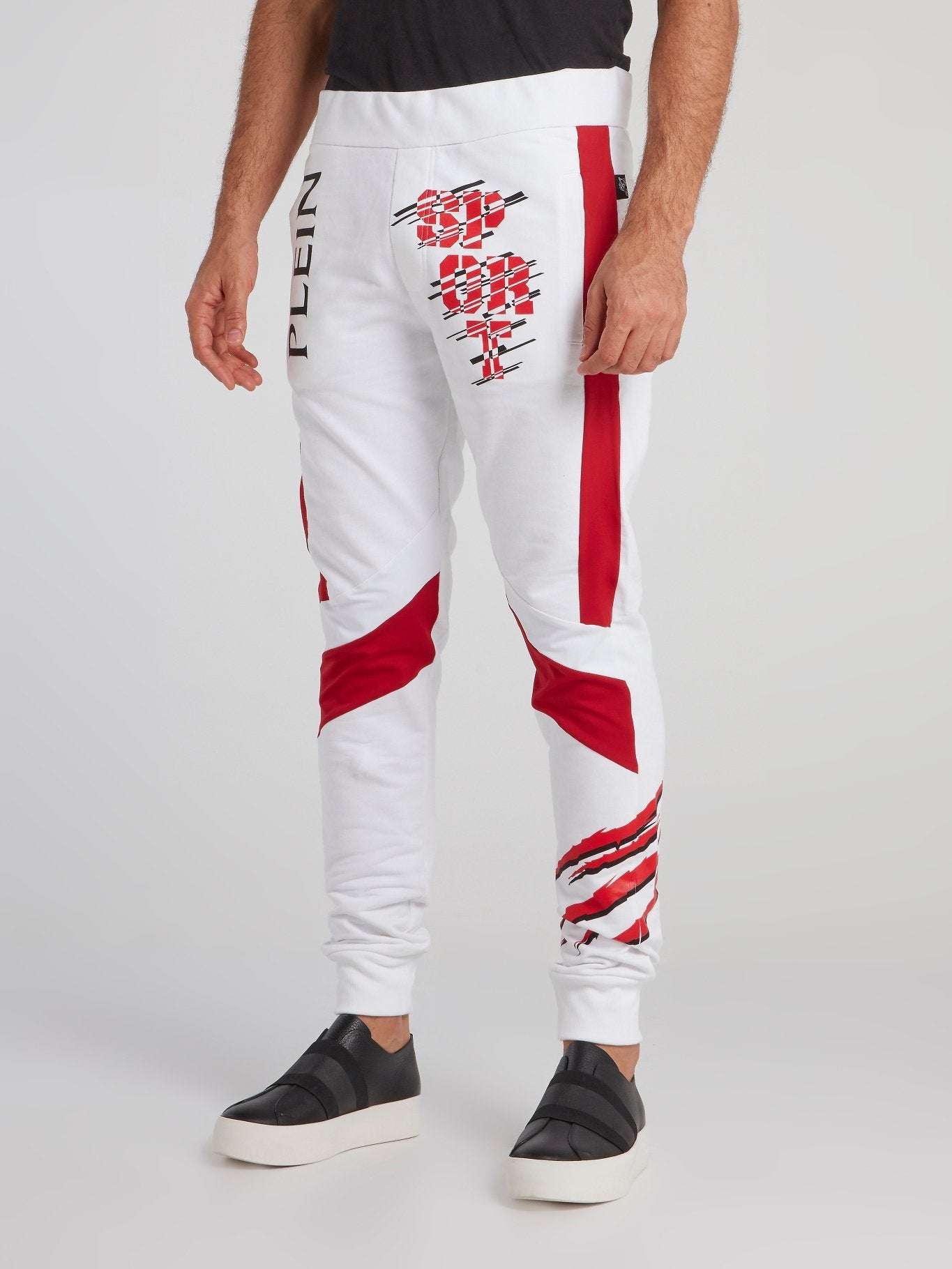 Shop Plein Markab White Contrast Jogging Trousers Online – Maison