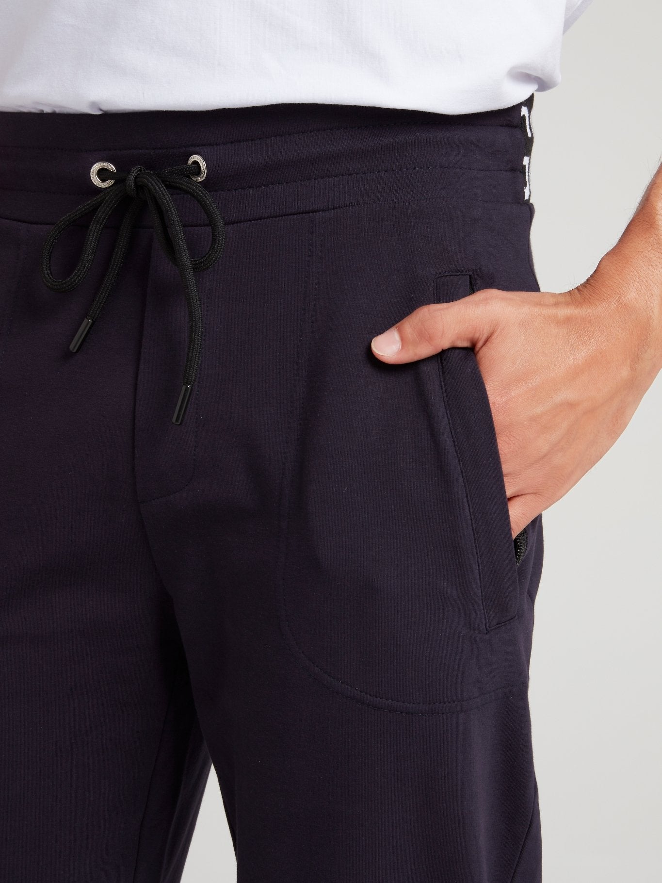 Темно-синие брюки из флиса на резинке с логотипом