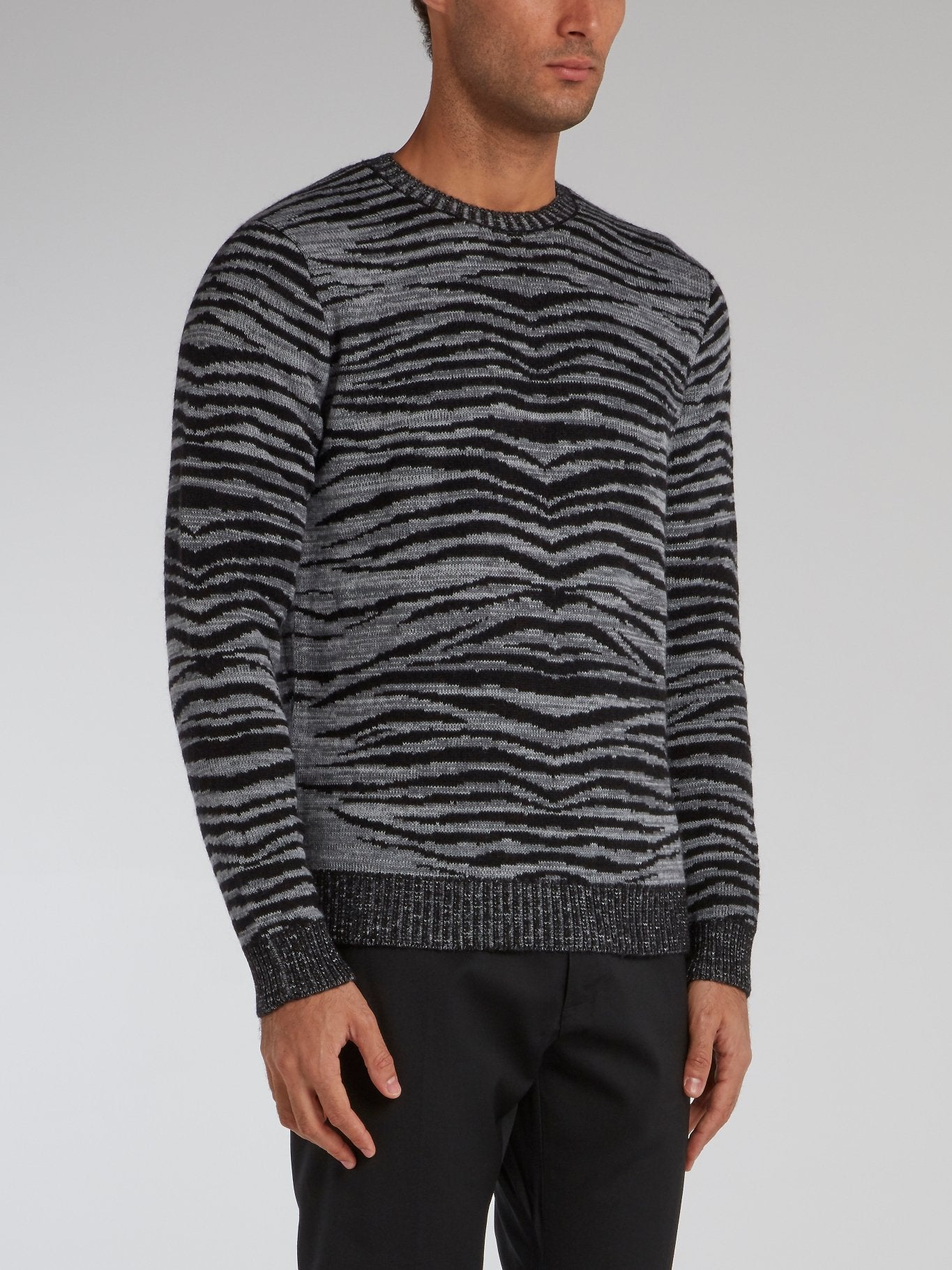 Grey Animal Pattern Knit Pullover – Maison-B-More Global Store