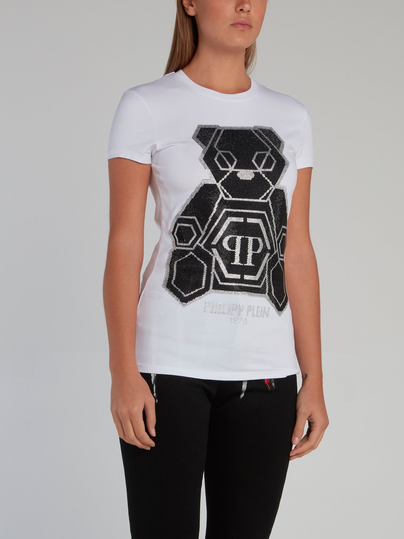 Shop Philipp Plein Bear White Strass Studded T-Shirt Online – Maison-B-More Global Store