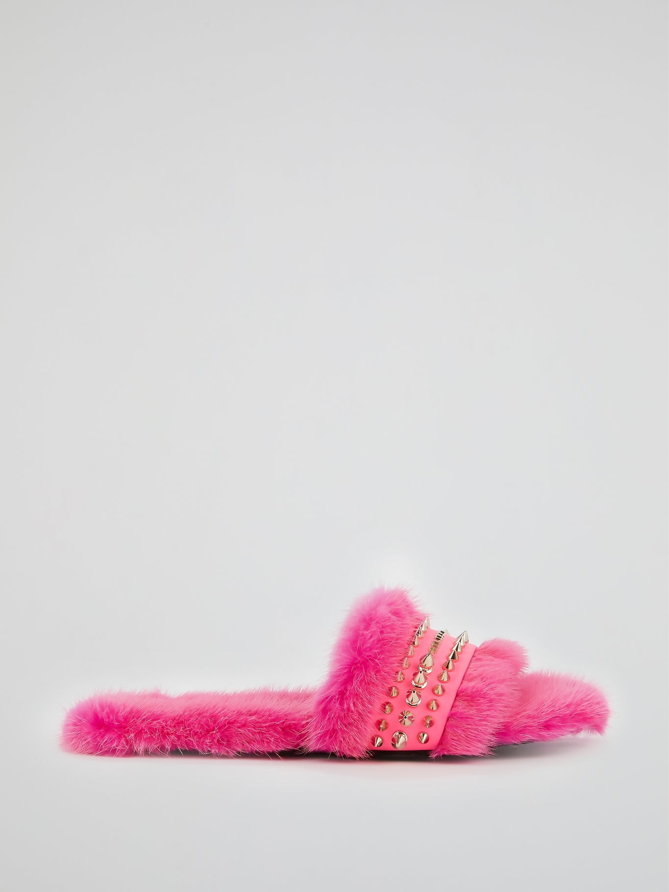 Pink Spike Studded Fur Slippers – Maison-B-More Global Store