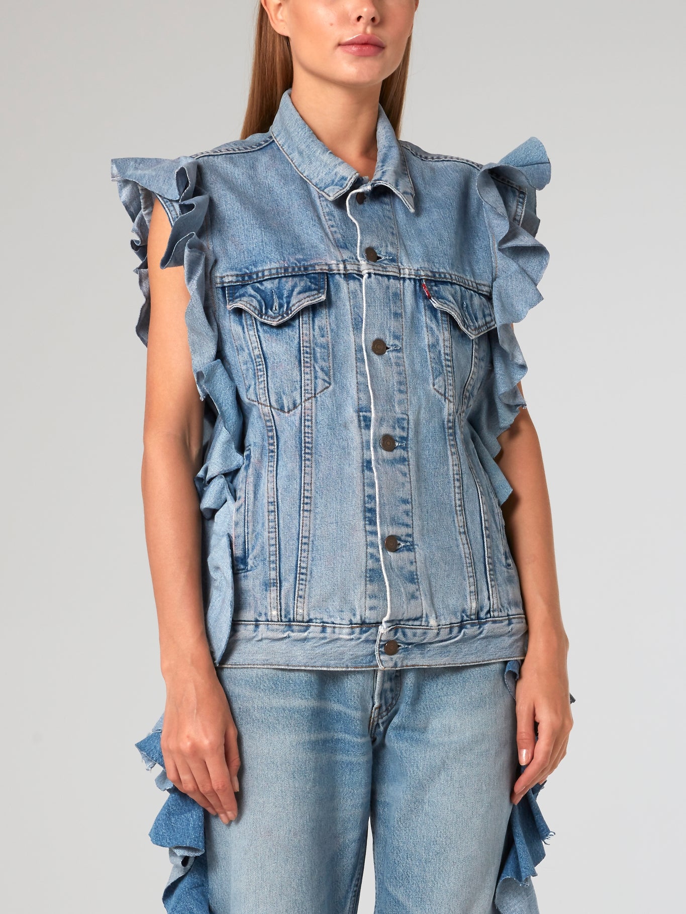 No sleeve hot sale jean jacket