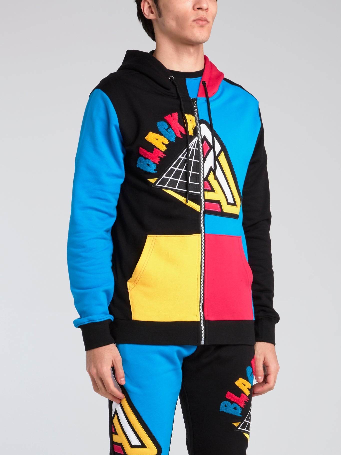 Colour block best sale zip hoodie