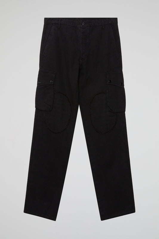 Black Knee-Detailed Cargo Pants