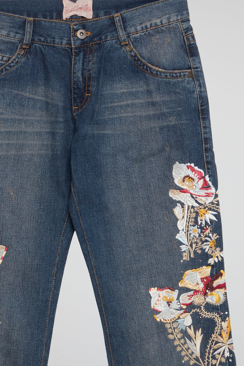 Faded Bloom Embroidered Denim Jeans