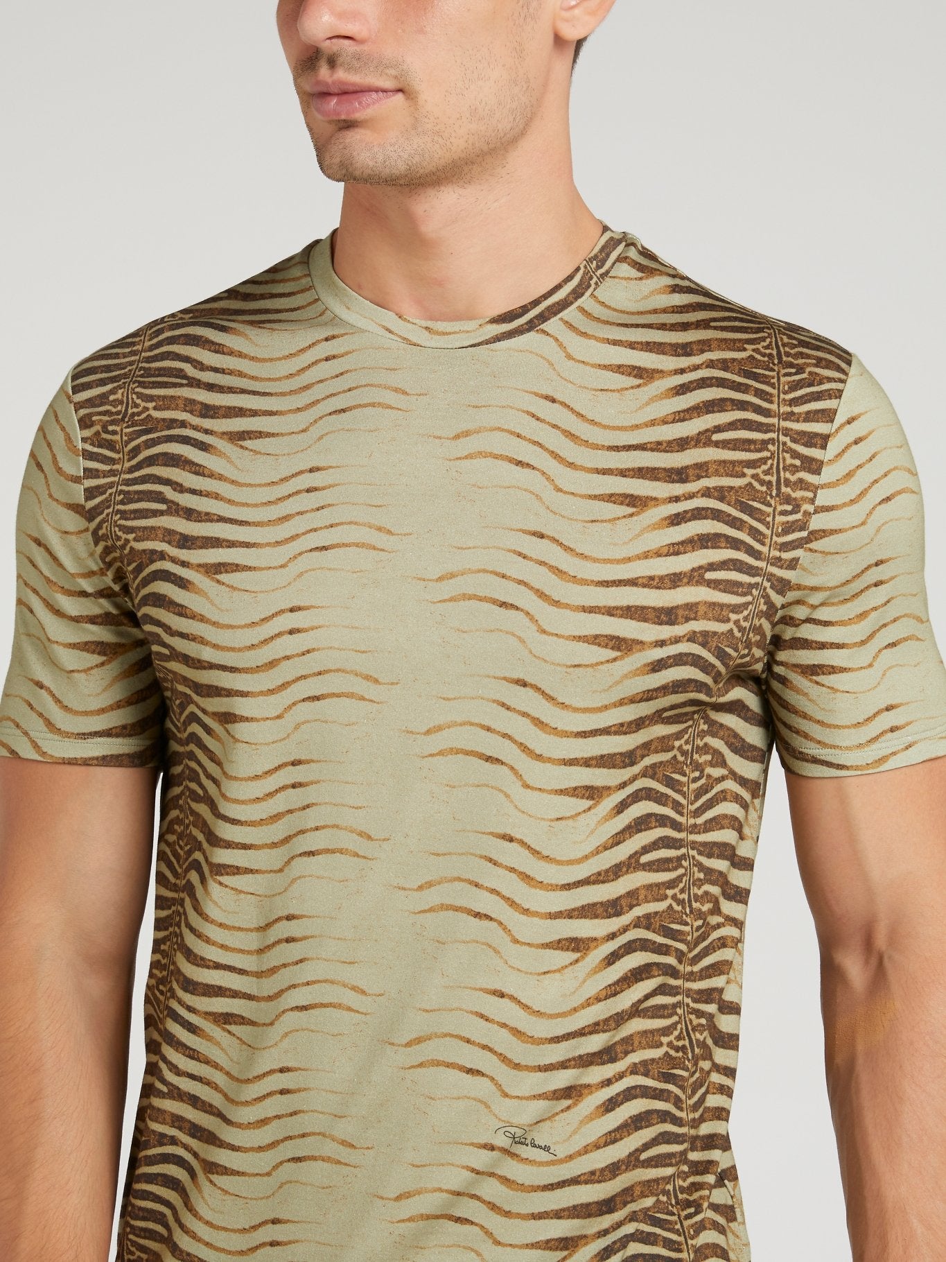 Коричневая футболка с тигровым принтом