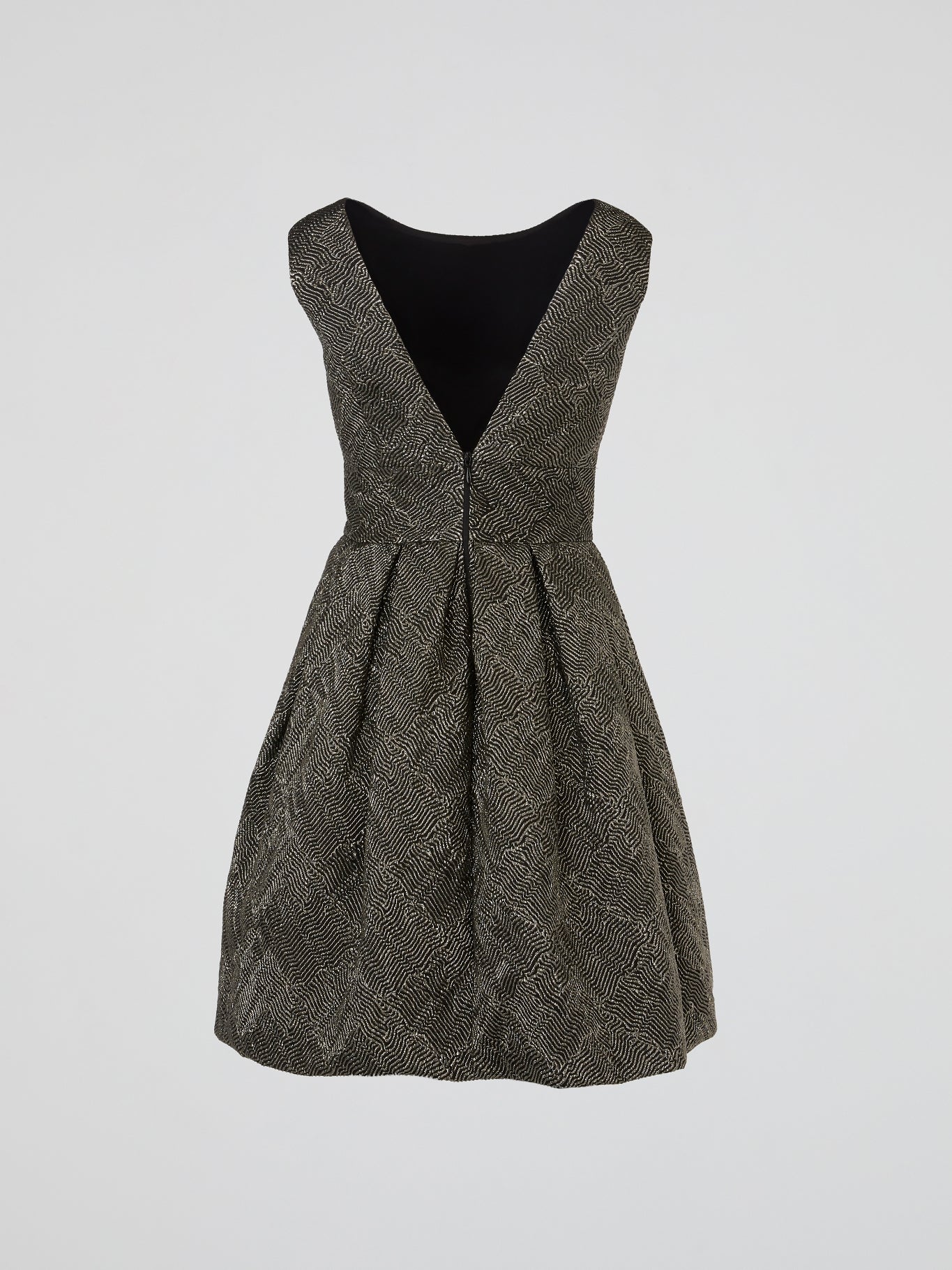 Silver Herringbone Jacquard Dress