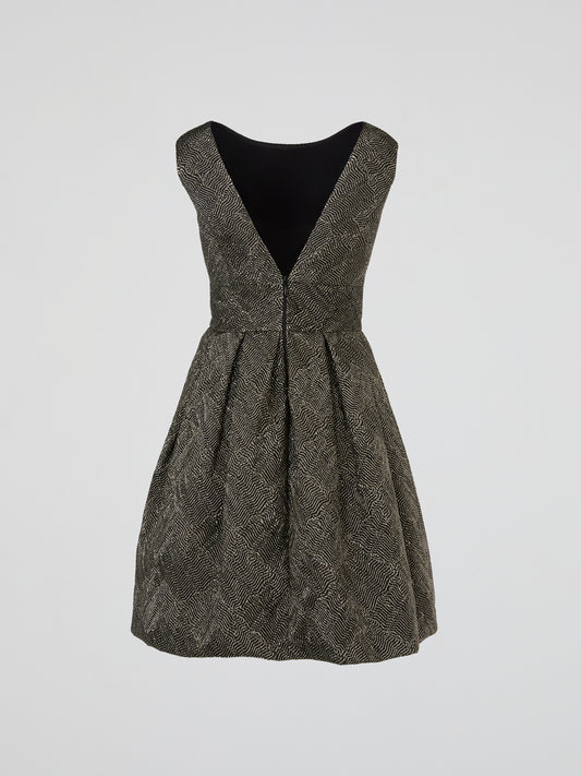 Silver Herringbone Jacquard Dress