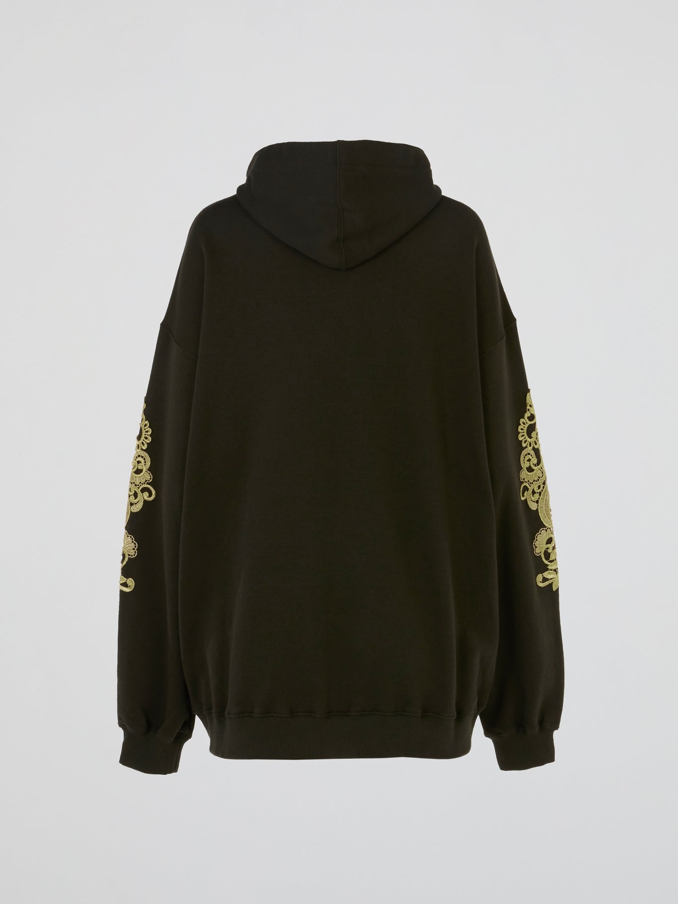 Olive Baroque Embroidered Full Zip Hoodie