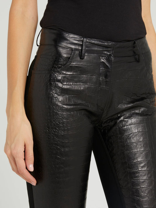 Crocodile Effect Leather Pants