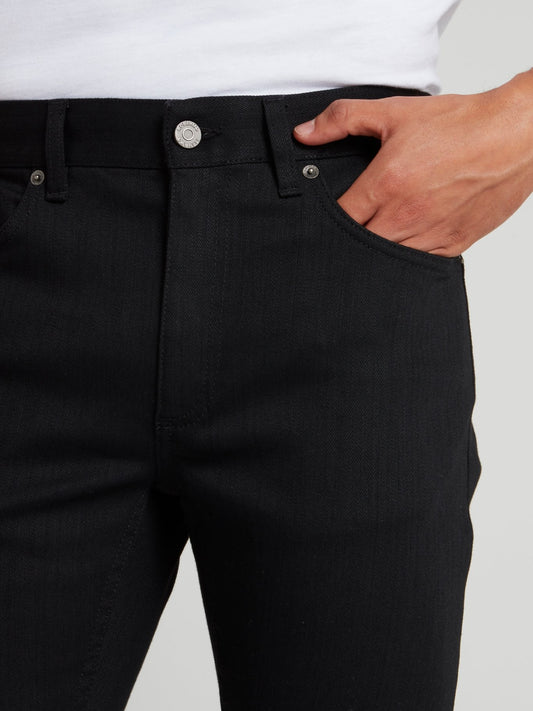 Черные джинсы скинни с вышивкой