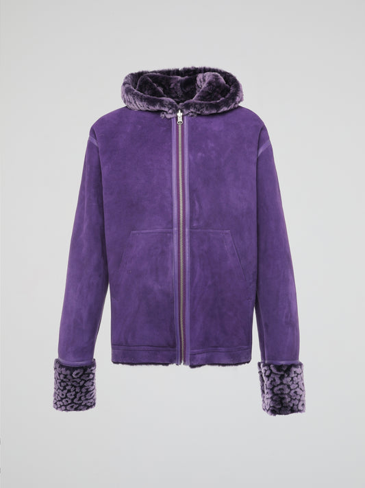 Purple Leo Fur Leather Jacket