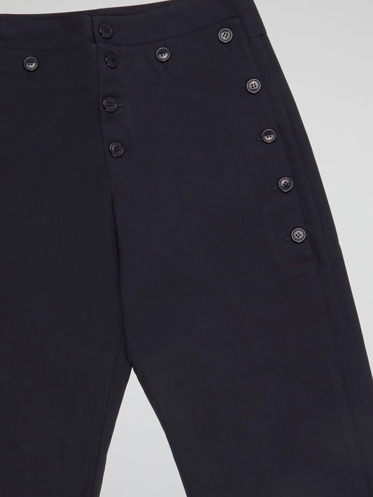 Navy Twill Sailor Buttoned Pants