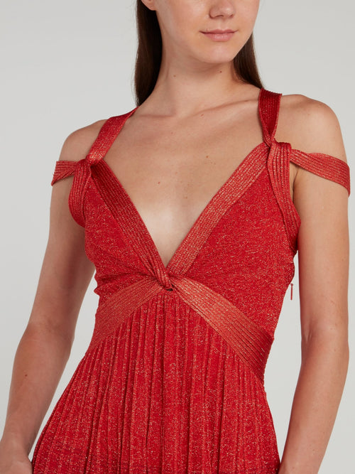 Gradient Red Glittered Mini Dress