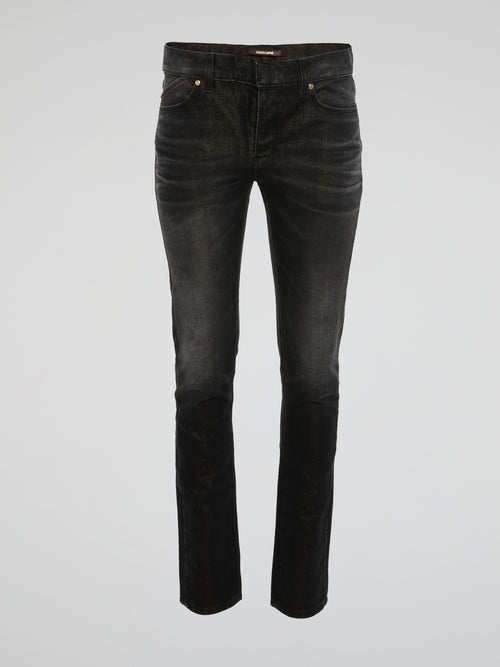 Unleash your inner rockstar with these edgy black acid wash skinny jeans from Roberto Cavalli. The unique acid wash finish adds a rebellious vibe to a classic silhouette, perfect for standing out in a crowd. Elevate your style game and turn heads wherever you go with these statement-making jeans.