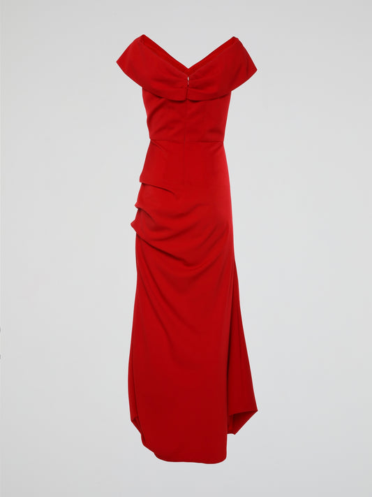 Red Off Shoulder Evening Dress