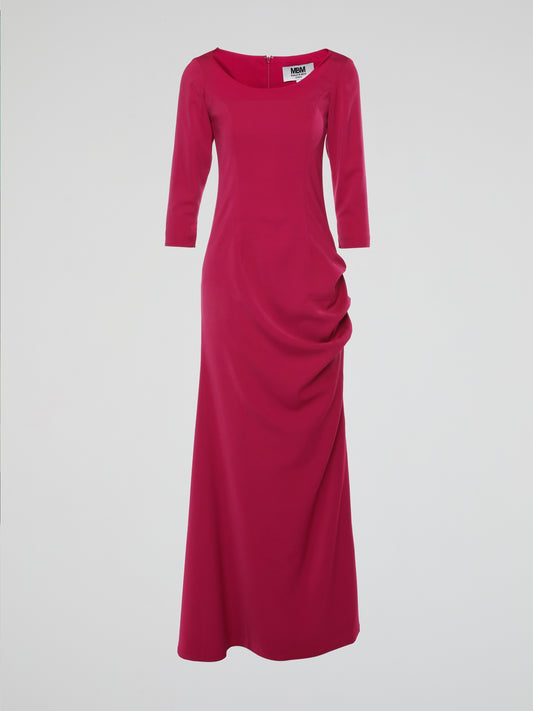 Pink Half Sleeve Evening Dress