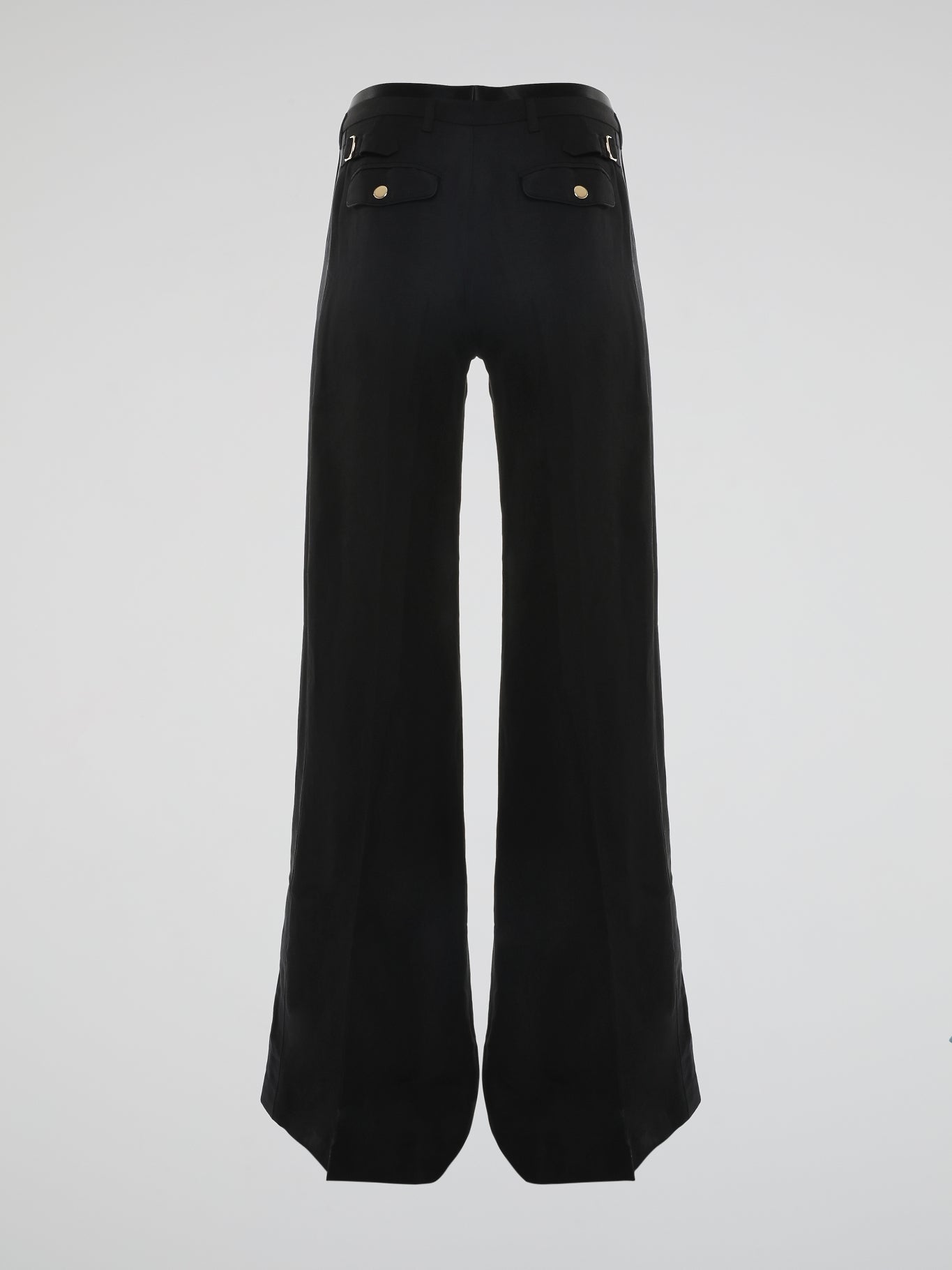 Step into the world of effortless glamour with these Black Flared Trousers by Roberto Cavalli. Crafted with meticulous precision, these trousers boast a striking silhouette that elegantly skims the figure, accentuating every curve. From the office to a night out, these trousers are a timeless wardrobe staple designed to make a bold fashion statement.