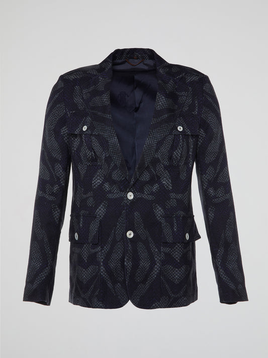 Step into the wild side of fashion with the stunning Snake Print Blazer by Roberto Cavalli. This fierce and mesmerizing blazer is designed to make a statement wherever you go, showcasing a beautiful snake print pattern that exudes elegance and power. Crafted with precision and care, this blazer is a must-have for those who dare to embrace their inner fashion predator.