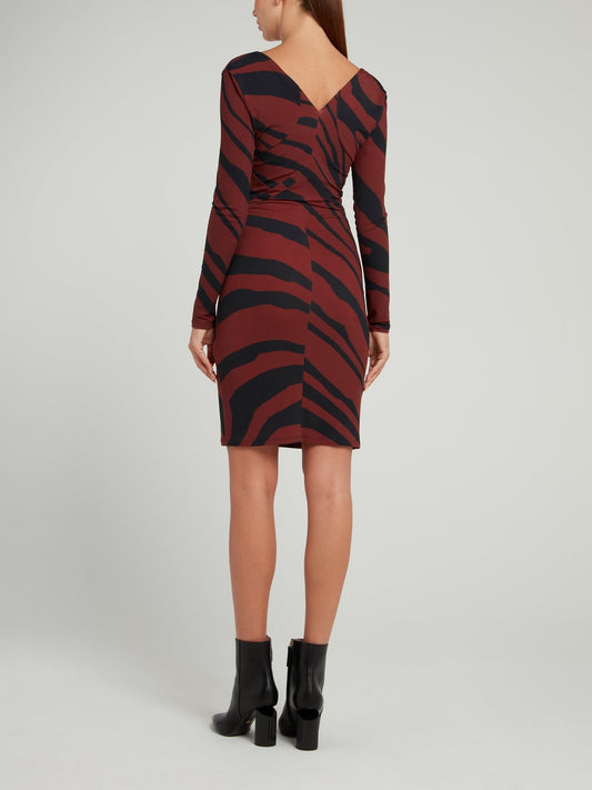 Animal Print V-Neck Mini Dress