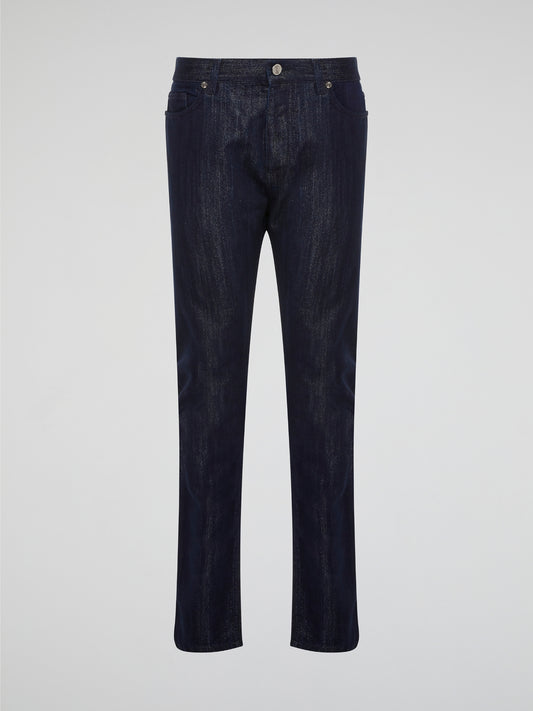 Elevate your denim game with these sleek Navy Slim Fit Jeans by Roberto Cavalli, perfect for the modern man who values style and sophistication. Crafted from high-quality denim with a hint of stretch, these jeans provide a comfortable and flattering fit that will keep you looking sharp all day long. Pair them with a crisp white shirt and sneakers for a laid-back yet polished ensemble that will turn heads wherever you go.