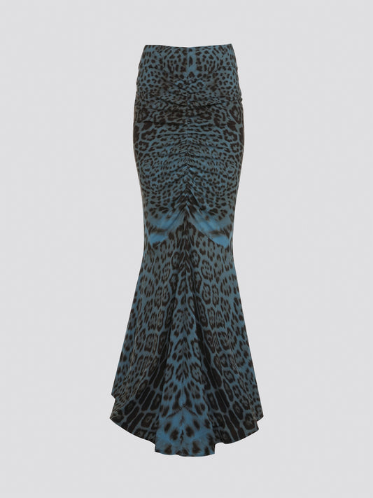 Embrace your wild side with Roberto Cavalli's Leopard Print Ruched Maxi Skirt. This statement piece features a bold and fierce print that will turn heads wherever you go. The ruched detailing adds a touch of glamour and elegance to this must-have skirt. Stand out from the crowd and unleash your inner fashionista with this show-stopping piece from Roberto Cavalli.