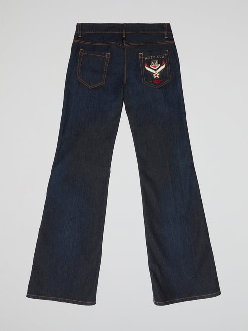 Indigo Blue High-Rise Flare Jeans