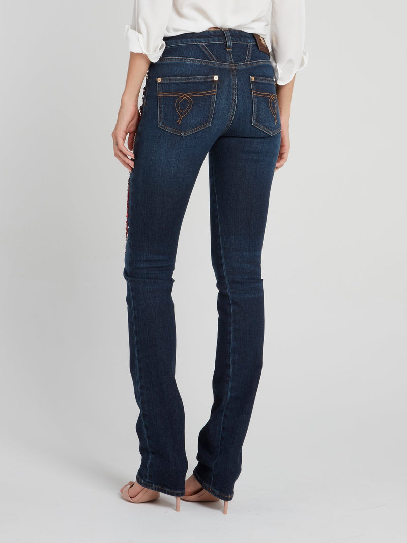 Sequin Detail Slim Fit Jeans