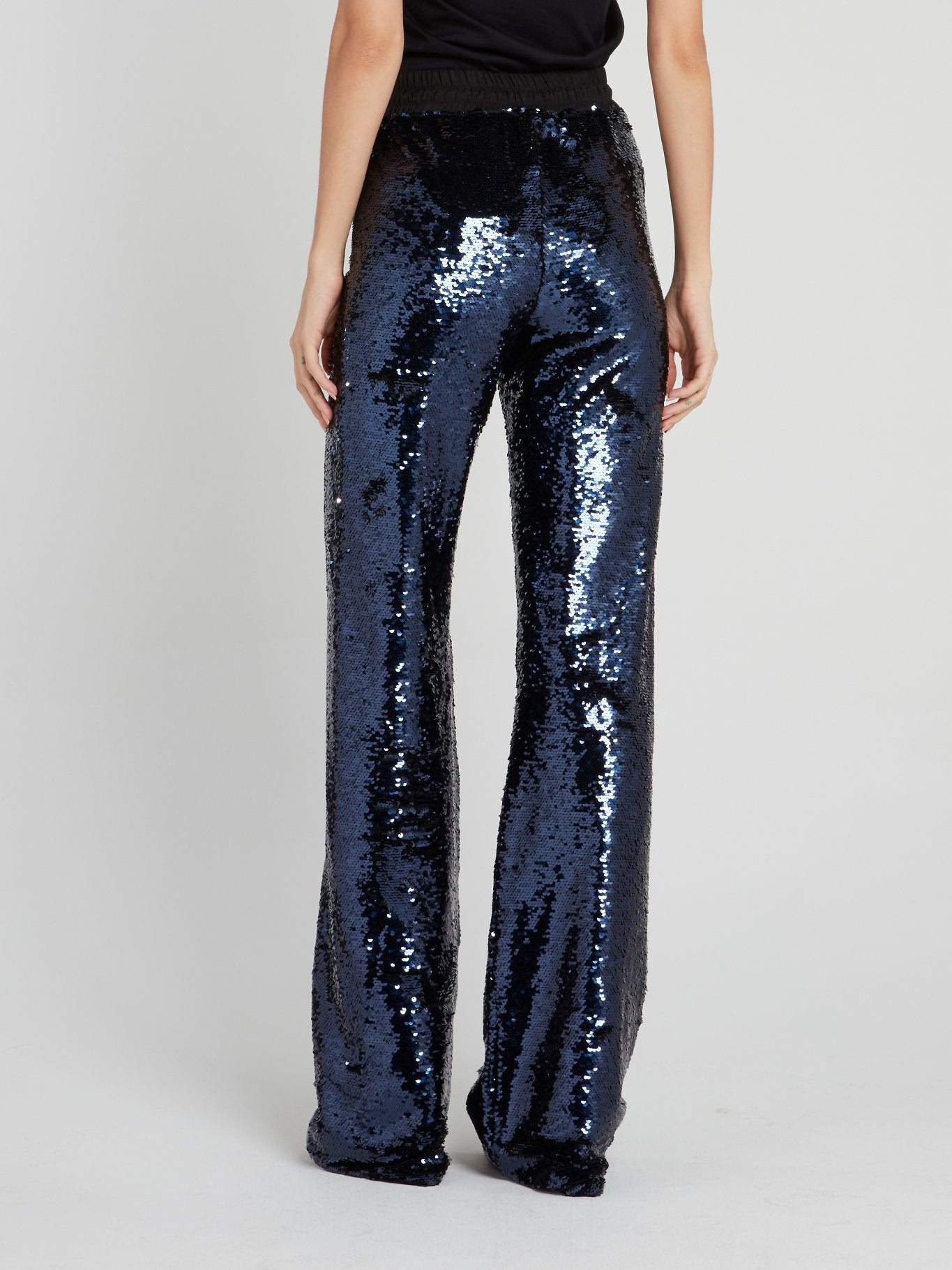 Black Wide Leg Sequin Trousers | Simply Be