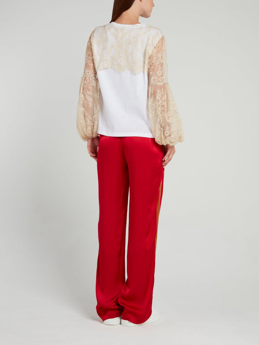 Darling Lace Overlay Embroidered Shirt