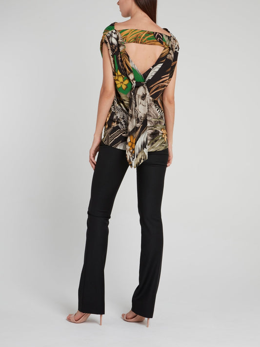 Jungle Print Draped Top