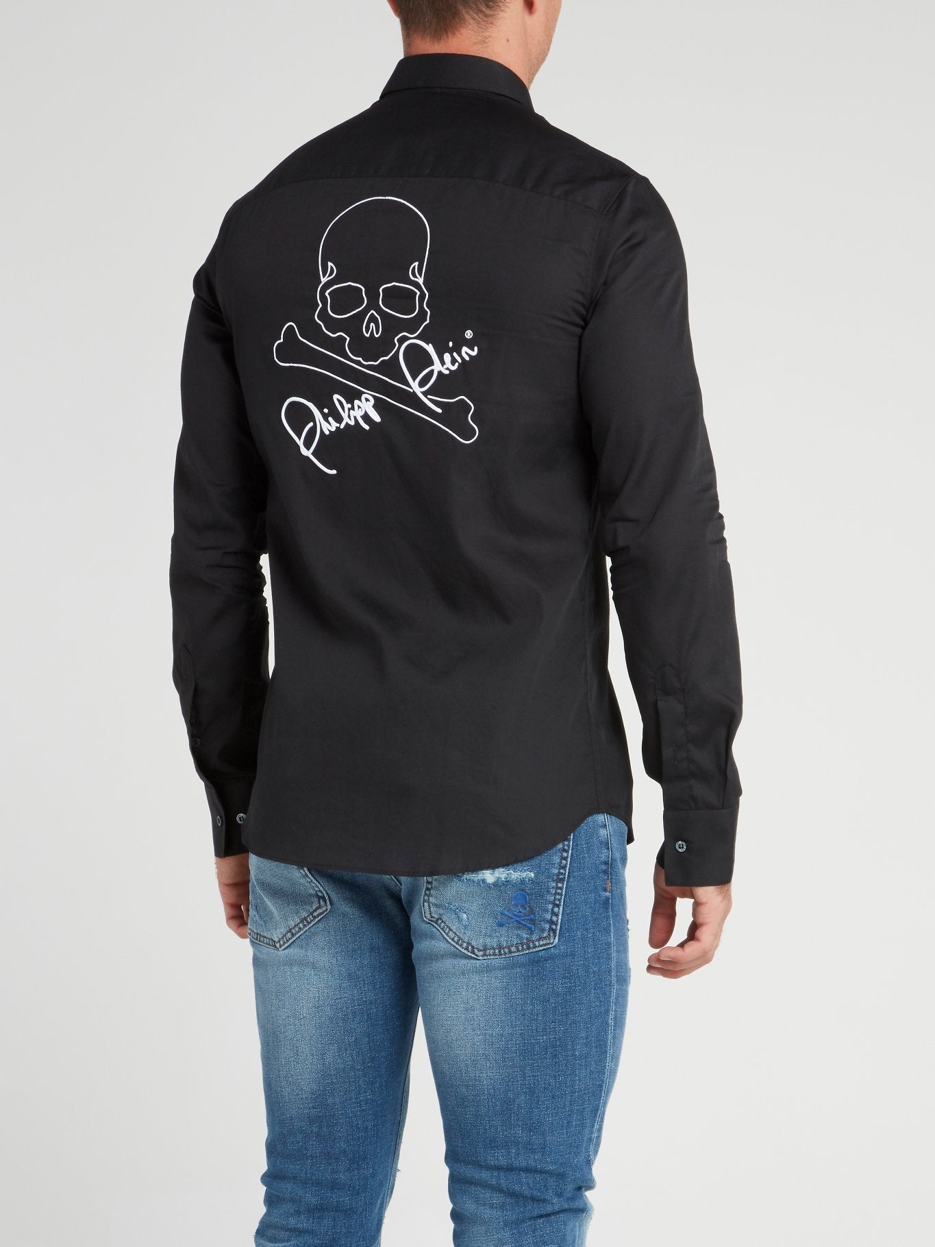 Black Rear Skull Print Shirt
