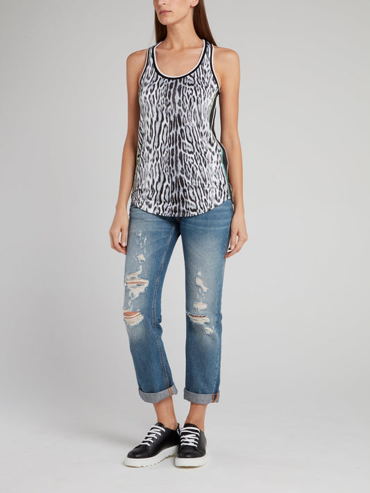 Animal Print Net Back Tank Top