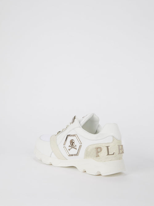 White Rear Logo Platform Sneakers