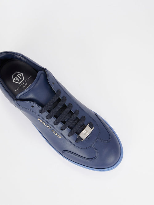 Navy Low Top Leather Sneakers