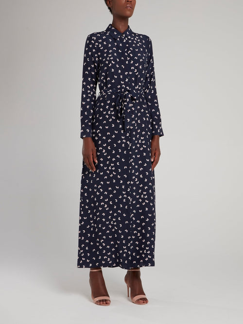 Navy Butterfly Print Maxi Dress