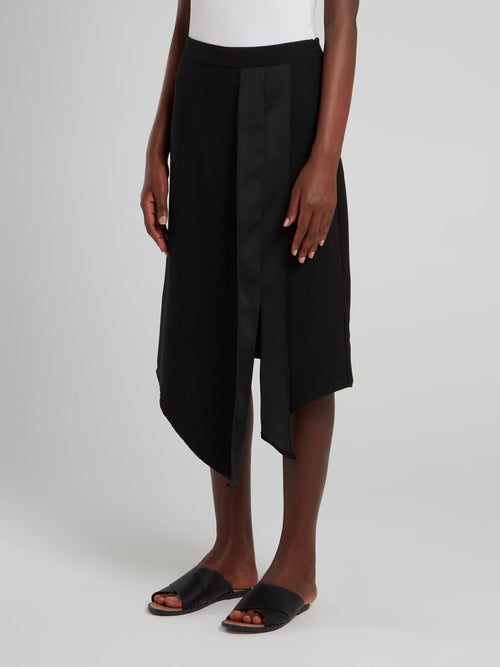 Черная асимметричная юбка-миди