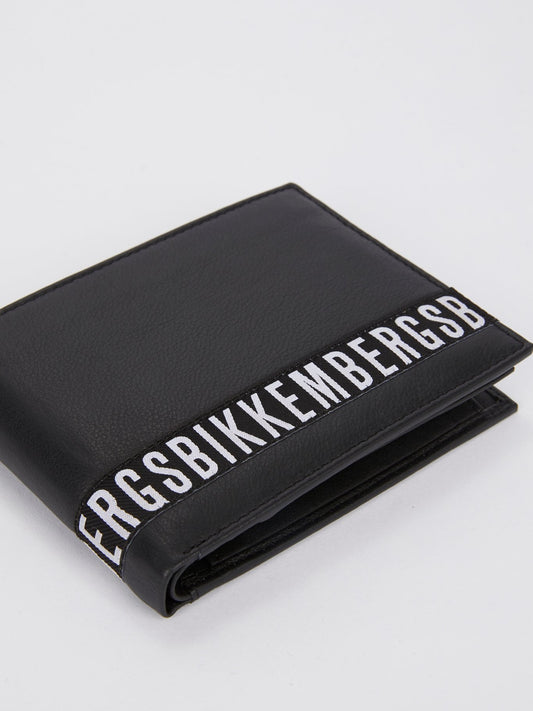 Черный кожаный кошелек с логотипом Crinkle (Бумажник 7 C/C с отделением под мелочь )