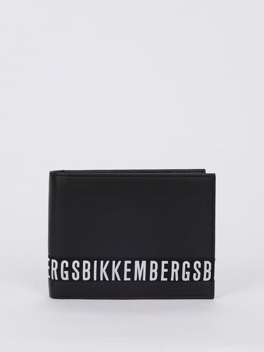 Черный кожаный кошелек с логотипом Crinkle (Бумажник 7 C/C с отделением под мелочь )