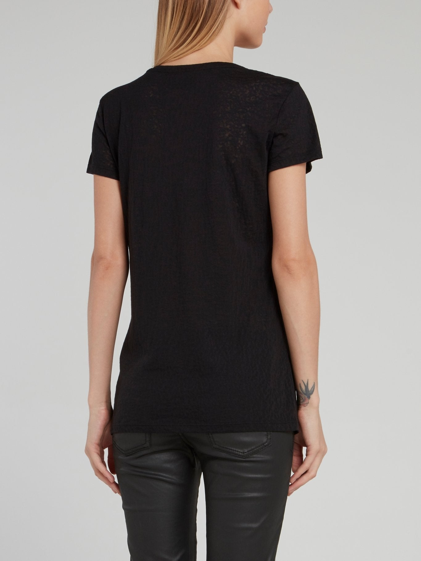 Black Studded Statement Logo Shirt