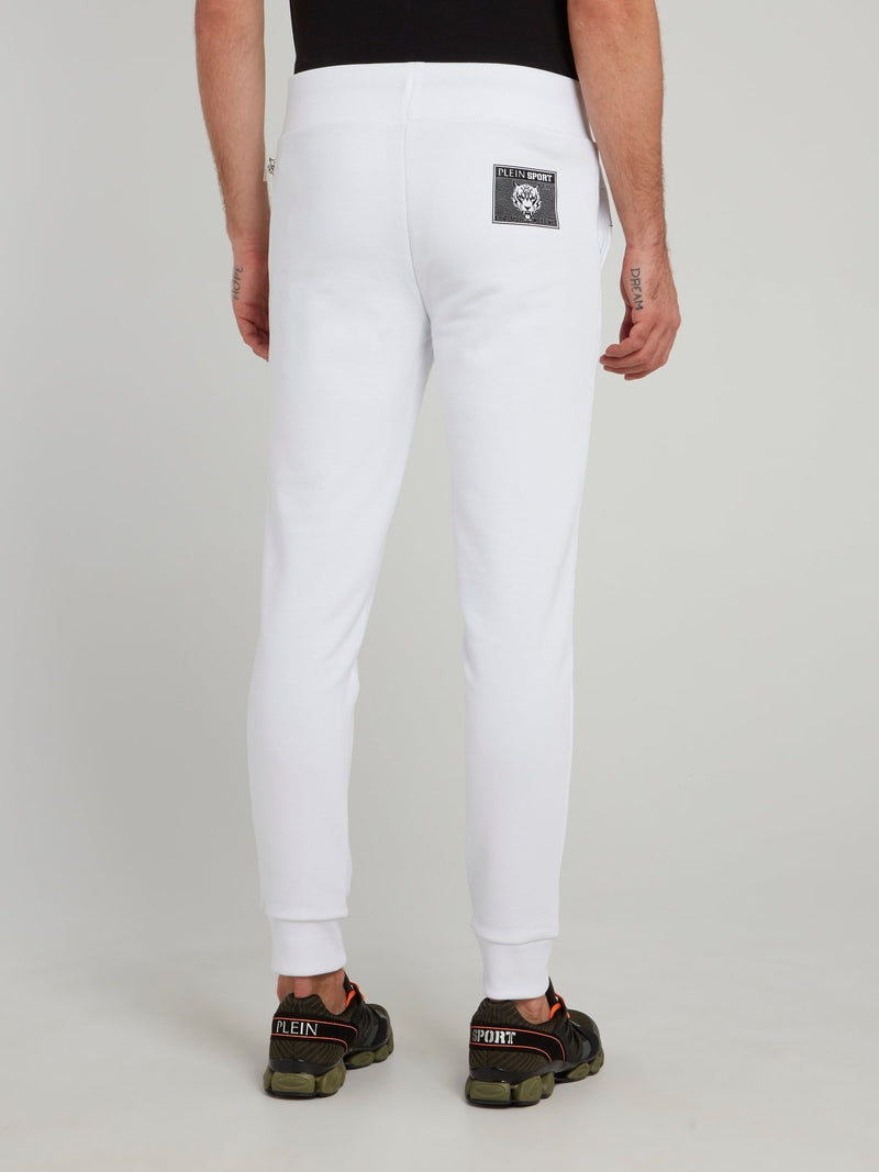 Белые классические спортивные брюки с логотипом